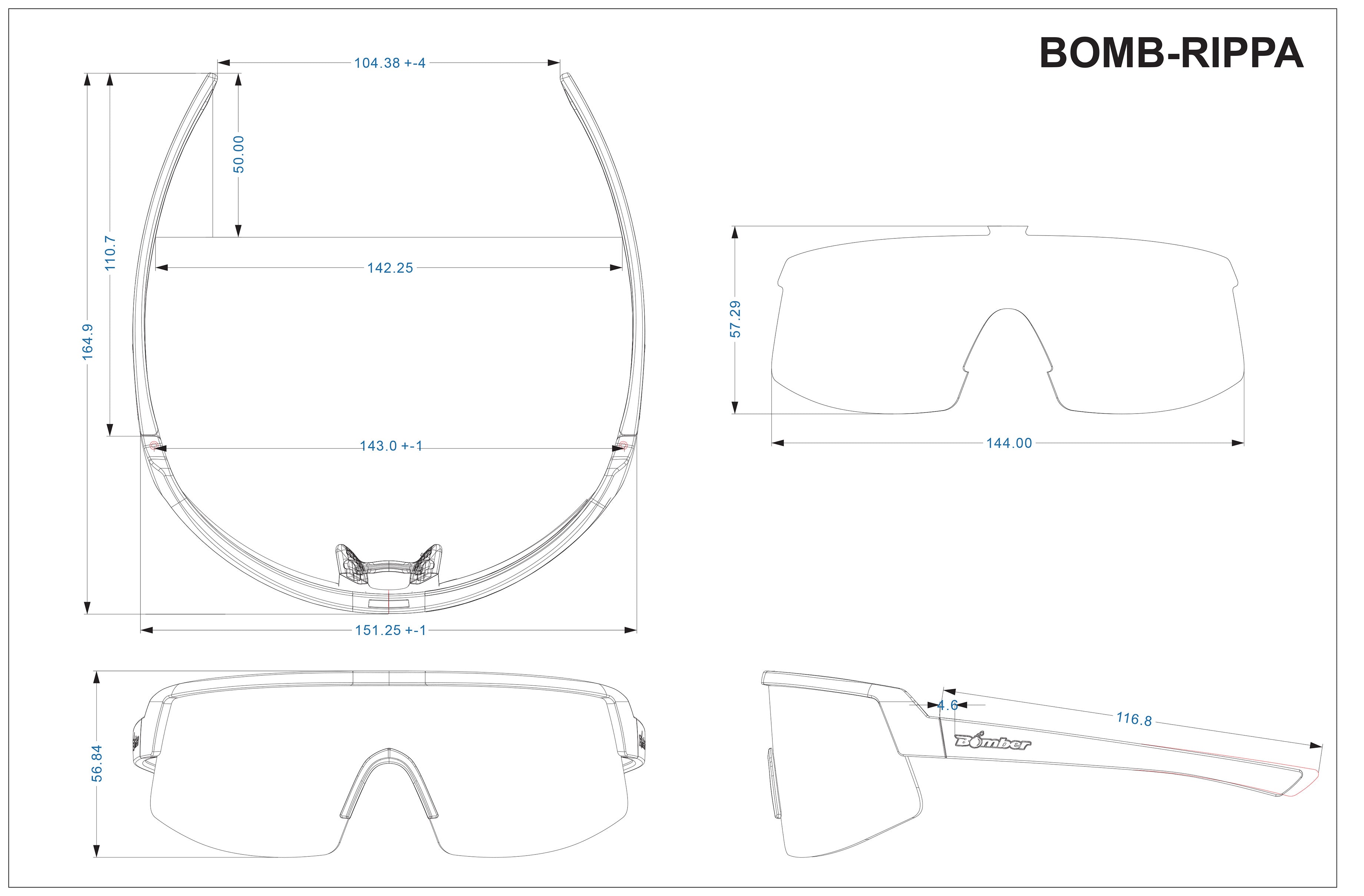 BOMB RIPPA Safety - Polarized Ice Blue Mirror White