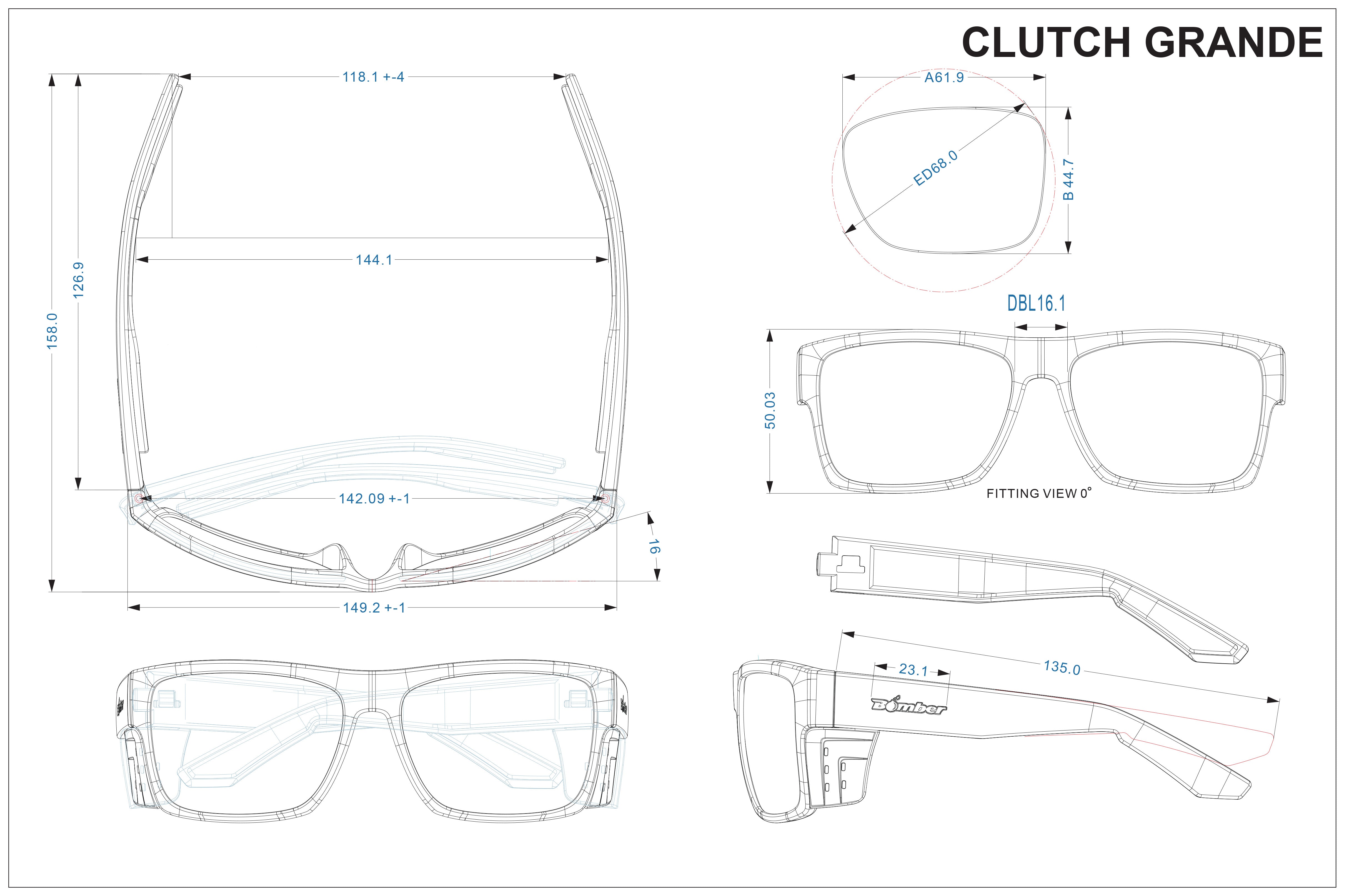 CLUTCH Safety - Polarized Ice Blue Mirror Crystal (Grande Available)