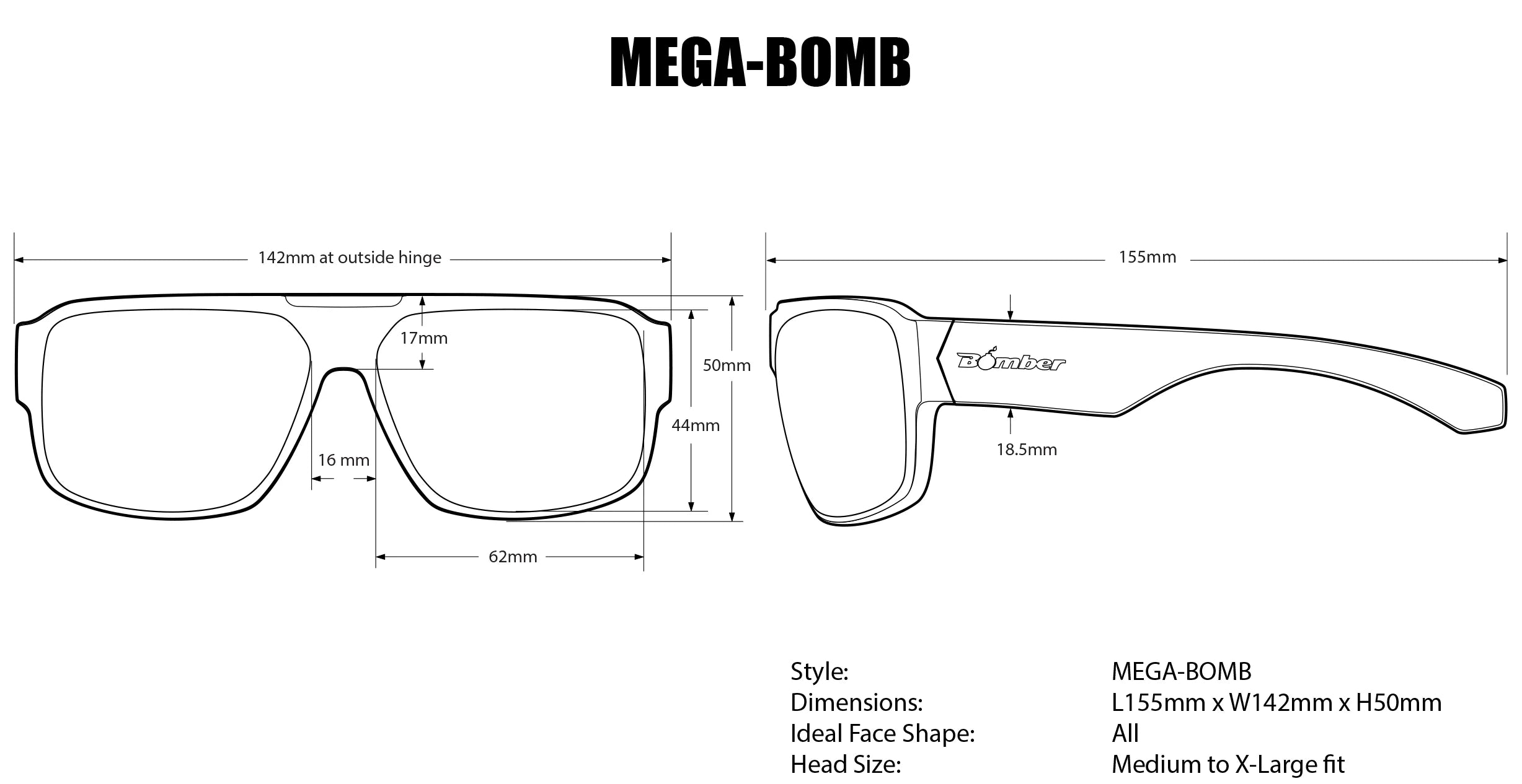 MEGA Safety - Polarized Ice Blue Mirror Aloha series